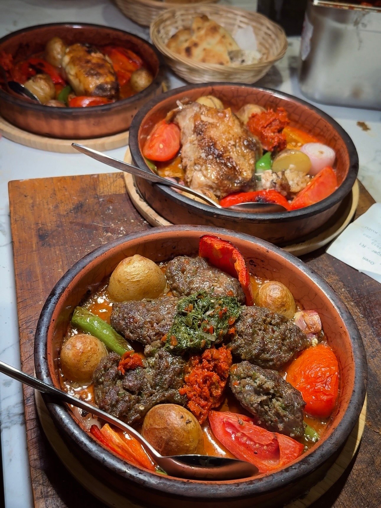 Wood-fired meat and vegetables