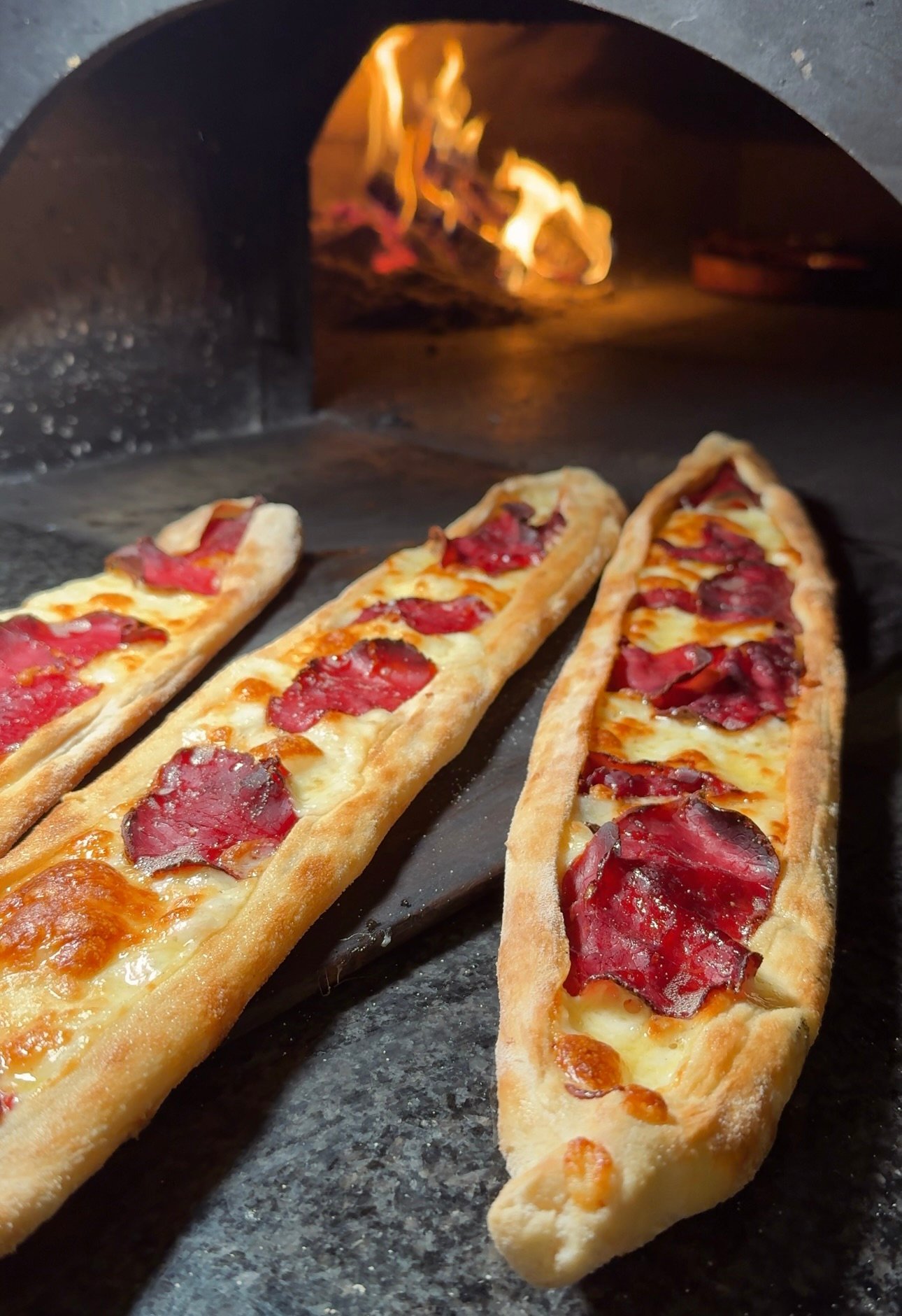 Pide baking in the oven