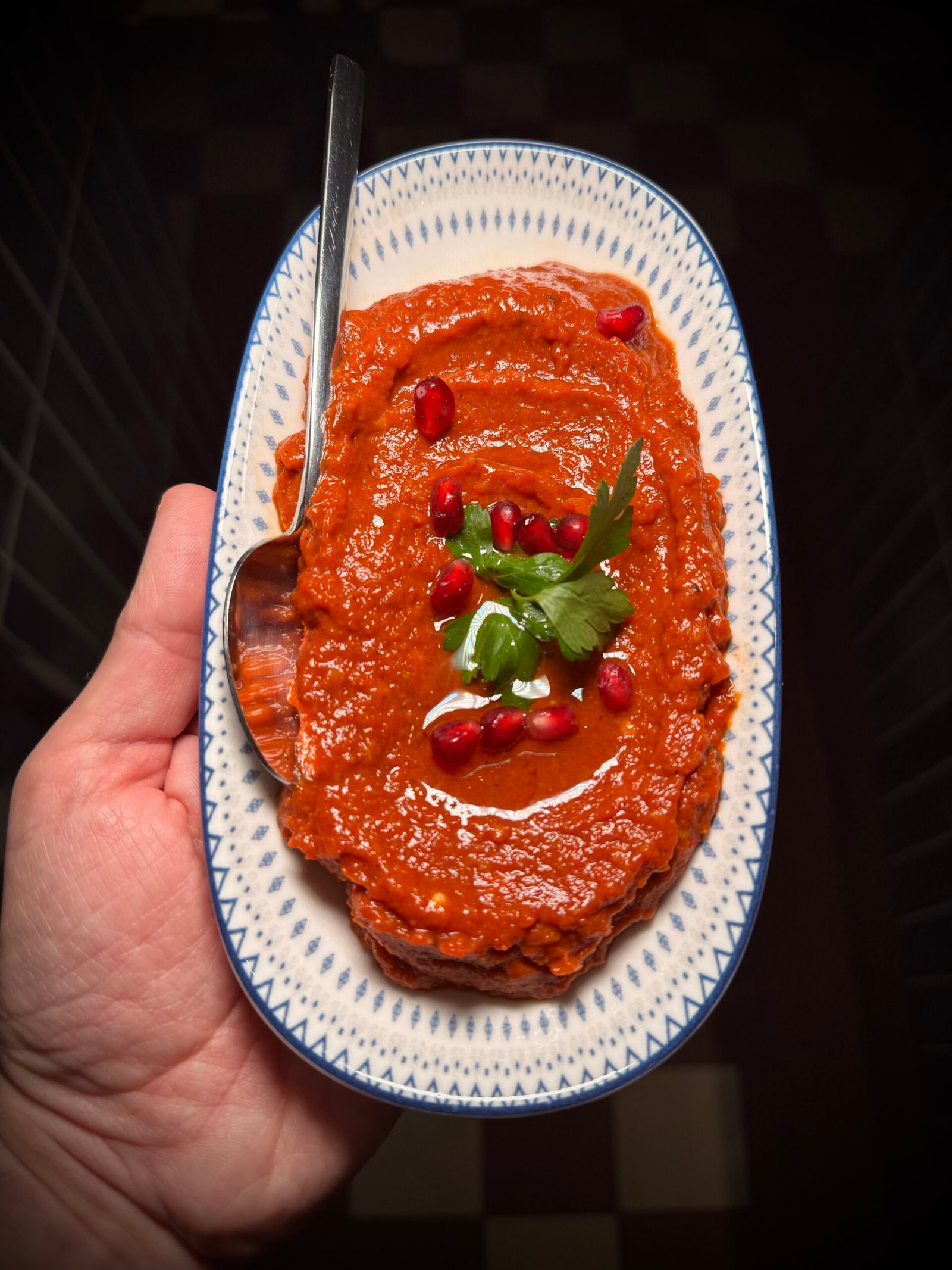 A homemade red meze