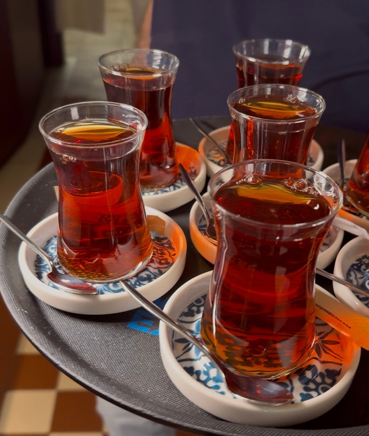 Freshly brewed Turkish tea