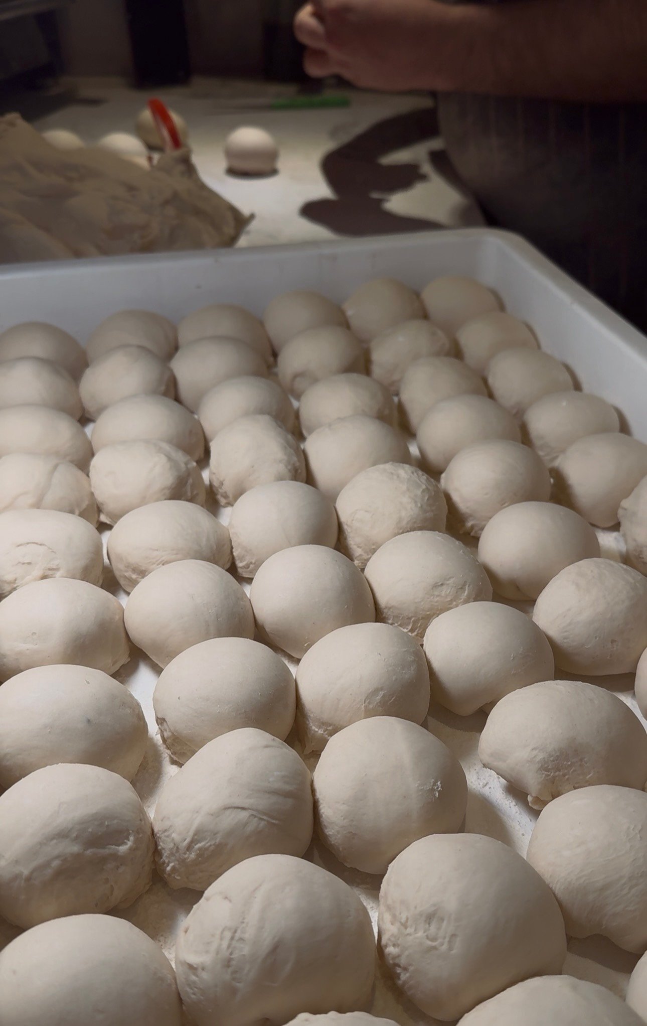 Dough prepared by hand